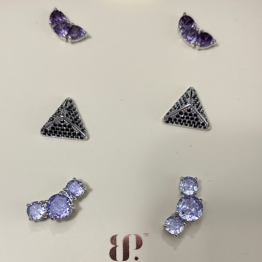 Elegant Purple and Silver Earring Set